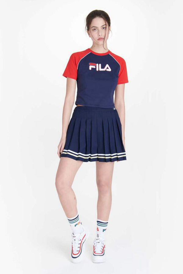 Camisetas Fila Mulher Azul Marinho - Fila Salma Raglan Fitted Portugal Online,EJGK-48107